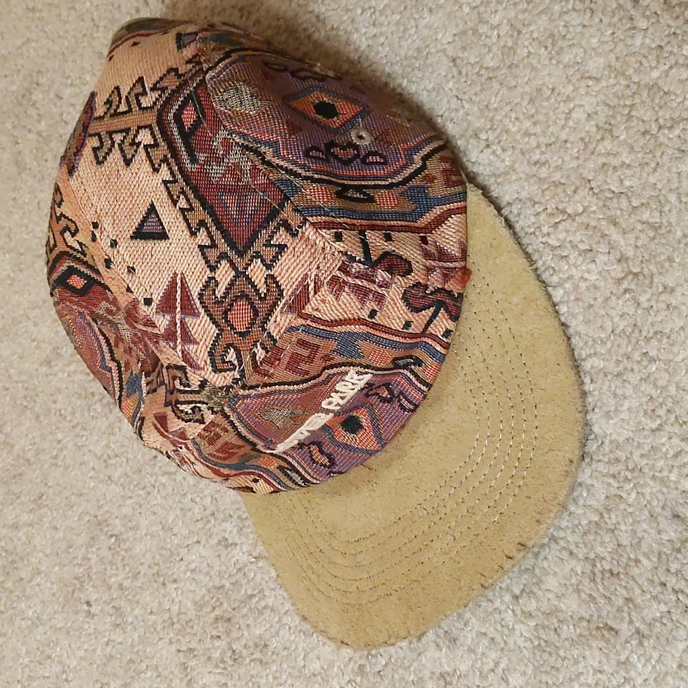 Lower Park woven patterned strap back 5-panel cap